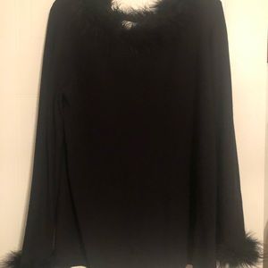 Feathered Black Top - 1X